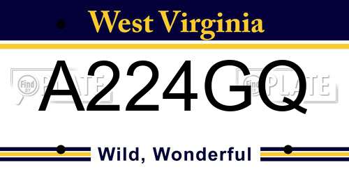 A224GQ West Virginia License Plate