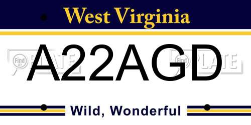 A22AGD West Virginia License Plate