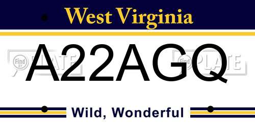 A22AGQ West Virginia License Plate