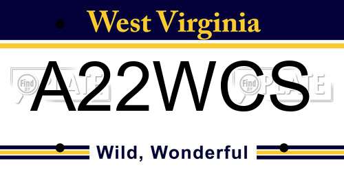 A22WCS West Virginia License Plate