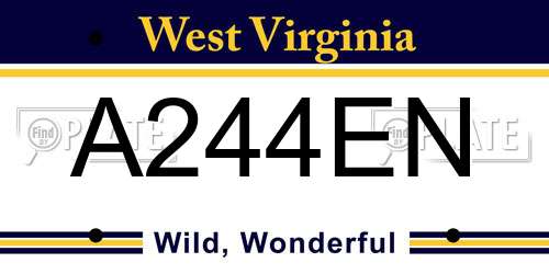 A244EN West Virginia License Plate