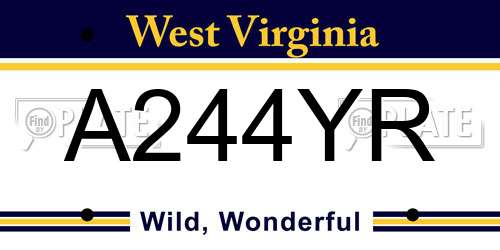 A244YR West Virginia License Plate