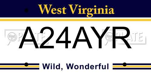 A24AYR West Virginia License Plate