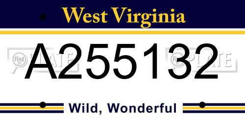 A255132 West Virginia License Plate