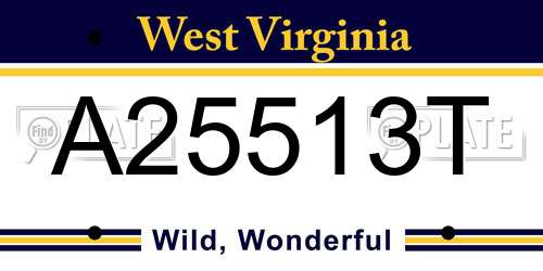 A25513T West Virginia License Plate