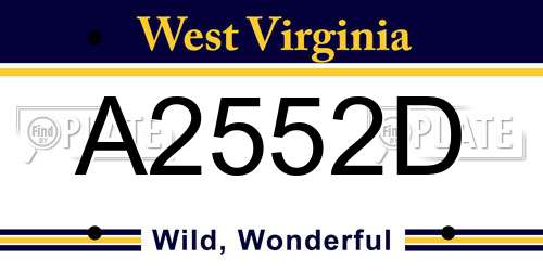 A2552D West Virginia License Plate