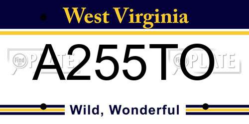 A255TO West Virginia License Plate