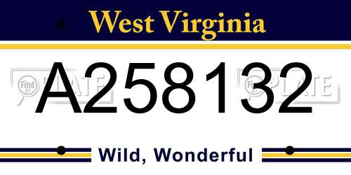 A258132 West Virginia License Plate