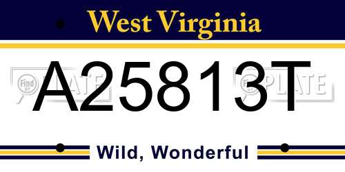A25813T West Virginia License Plate