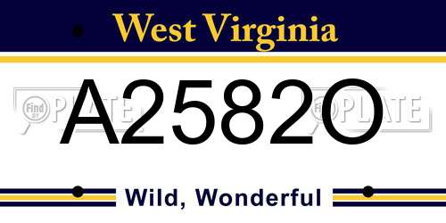 A2582O West Virginia License Plate