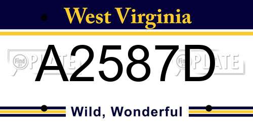A2587D West Virginia License Plate