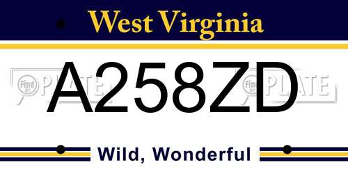 A258ZD West Virginia License Plate
