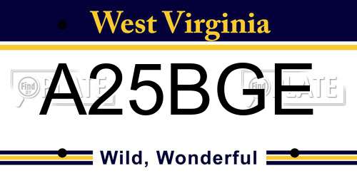 A25BGE West Virginia License Plate