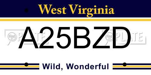 A25BZD West Virginia License Plate