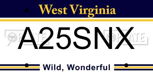 A25SNX West Virginia License Plate