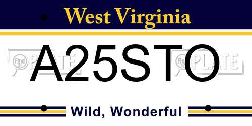 A25STO West Virginia License Plate