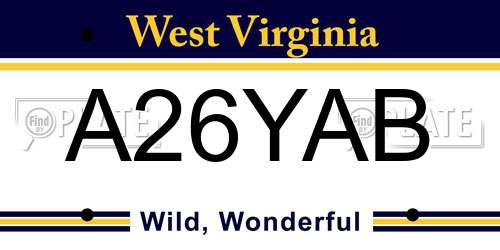 A26YAB West Virginia License Plate