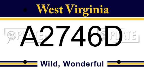 A2746D West Virginia License Plate