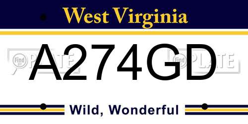 A274GD West Virginia License Plate