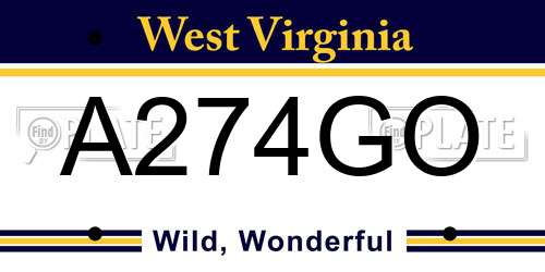 A274GO West Virginia License Plate