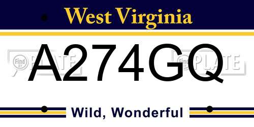 A274GQ West Virginia License Plate