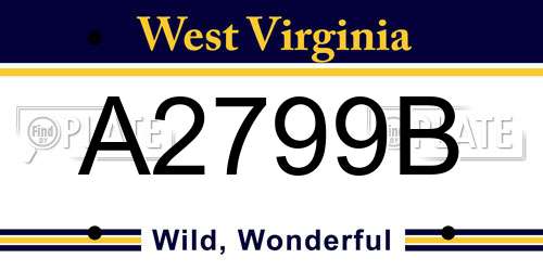 A2799B West Virginia License Plate