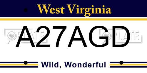 A27AGD West Virginia License Plate