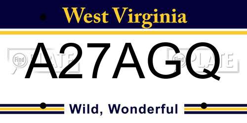 A27AGQ West Virginia License Plate