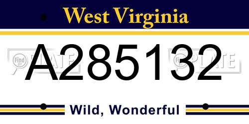 A285132 West Virginia License Plate