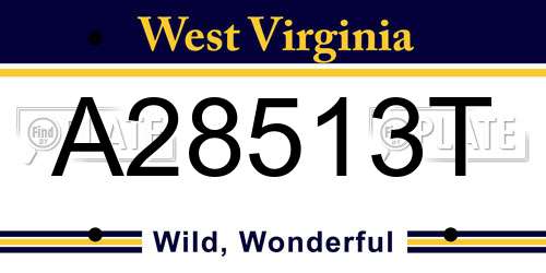 A28513T West Virginia License Plate