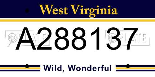 A288137 West Virginia License Plate