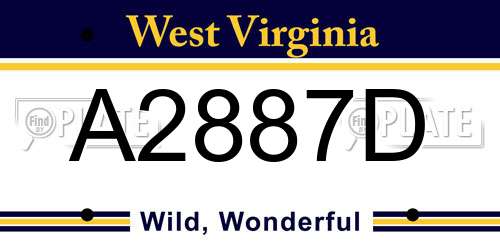 A2887D West Virginia License Plate