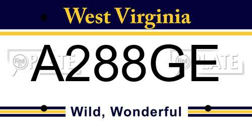 A288GE West Virginia License Plate