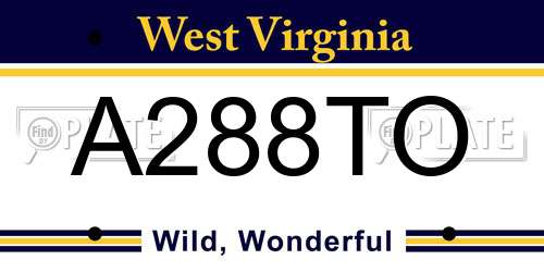 A288TO West Virginia License Plate