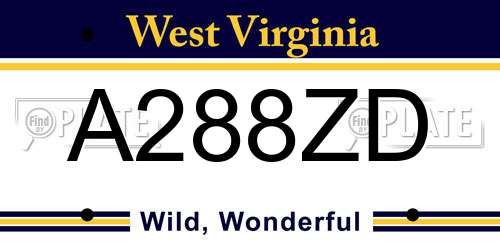 A288ZD West Virginia License Plate