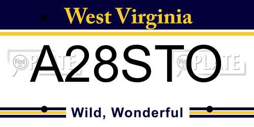 A28STO West Virginia License Plate