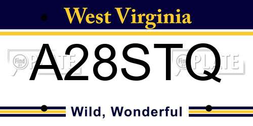 A28STQ West Virginia License Plate