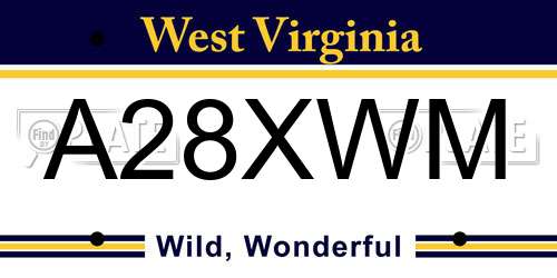 A28XWM West Virginia License Plate