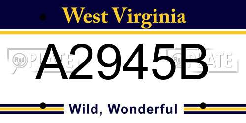 A2945B West Virginia License Plate