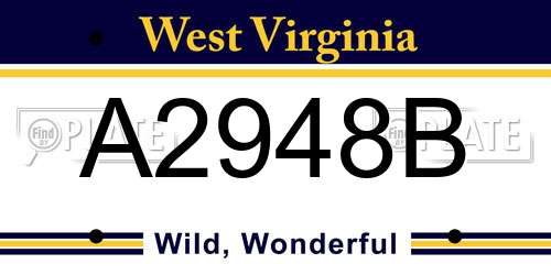 A2948B West Virginia License Plate
