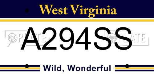 A294SS West Virginia License Plate