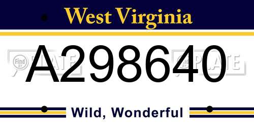 A298640 West Virginia License Plate