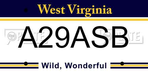 A29ASB West Virginia License Plate