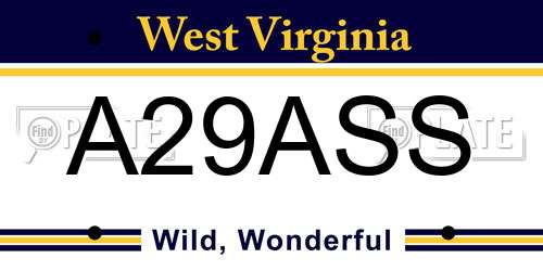 A29ASS West Virginia License Plate