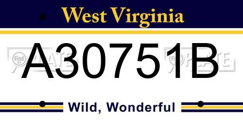 A30751B West Virginia License Plate