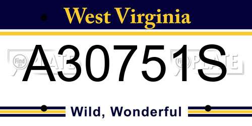 A30751S West Virginia License Plate