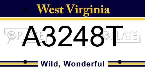 A3248T West Virginia License Plate