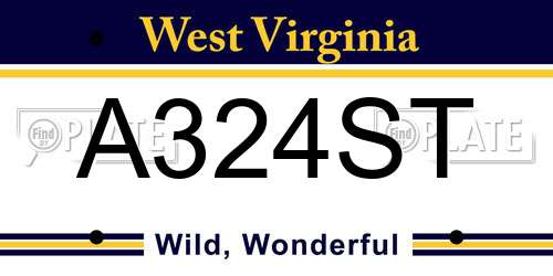 A324ST West Virginia License Plate