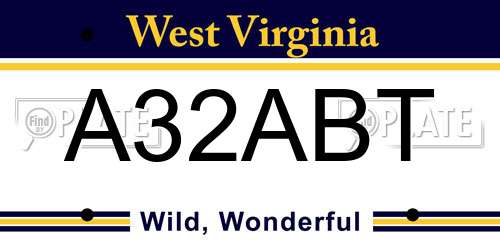 A32ABT West Virginia License Plate