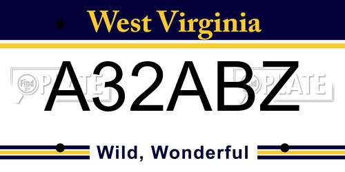 A32ABZ West Virginia License Plate